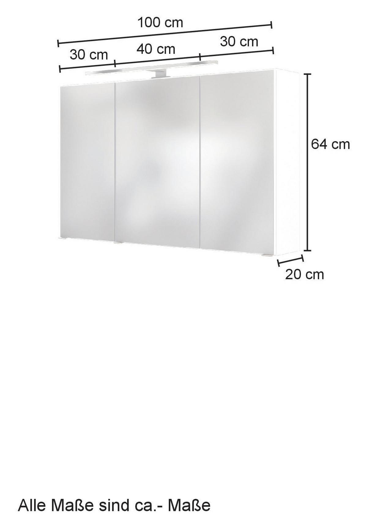 Spiegelschrank Pienza ca. 100x64 cm Eiche Wotan - Chromfarben/Eiche Wotan, MODERN, Holzwerkstoff/Metall (100/64/20cm) - Held