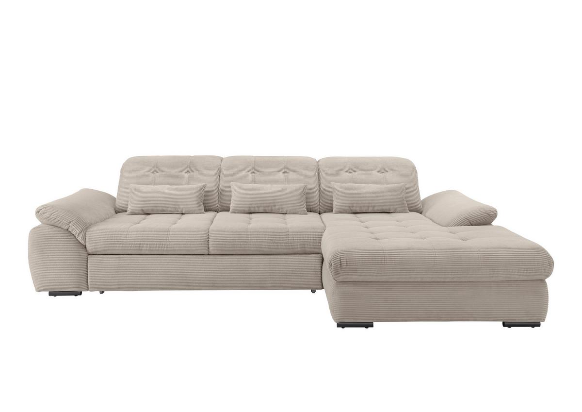 Ecksofa mit Bettkasten Rigatti ca. 314x184 cm Beige - Beige/Schwarz, MODERN, Textil/Metall (314/184cm) - Livetastic