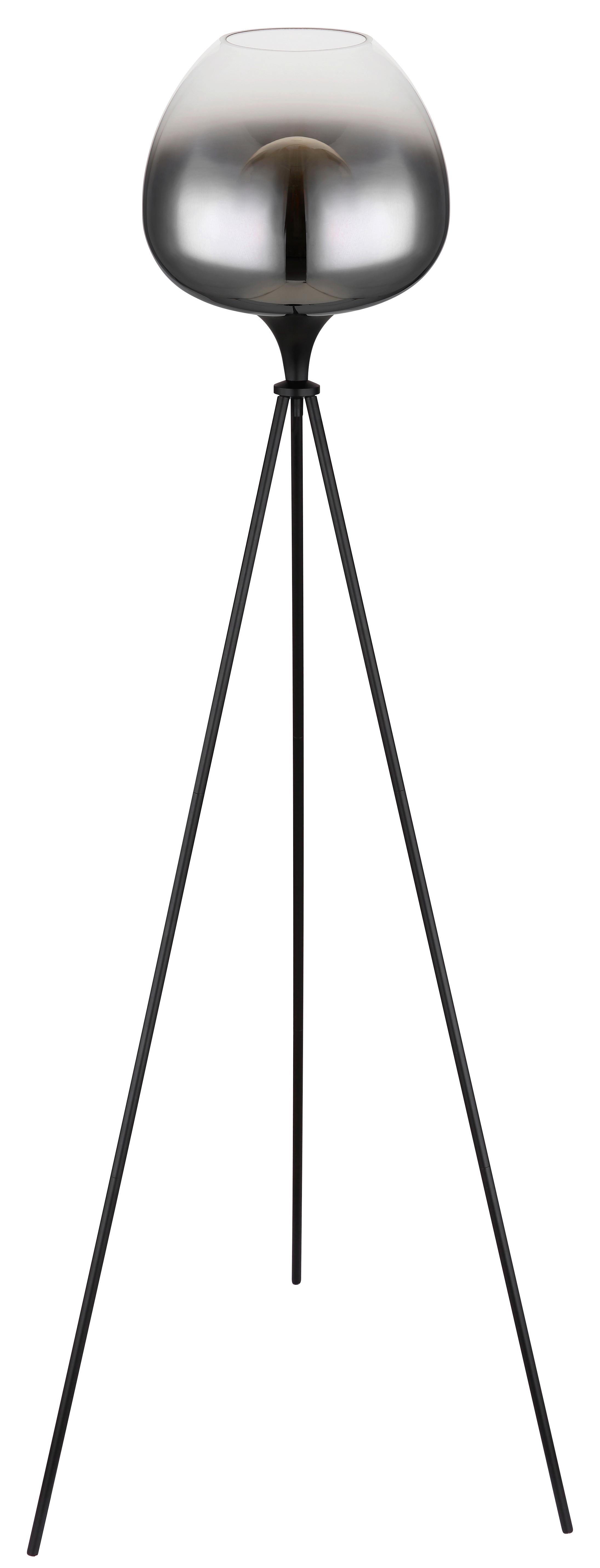 Stehleuchte Maxy in Schwarz max. 60 Watt - Schwarz, Glas/Textil (65/145cm) - Globo