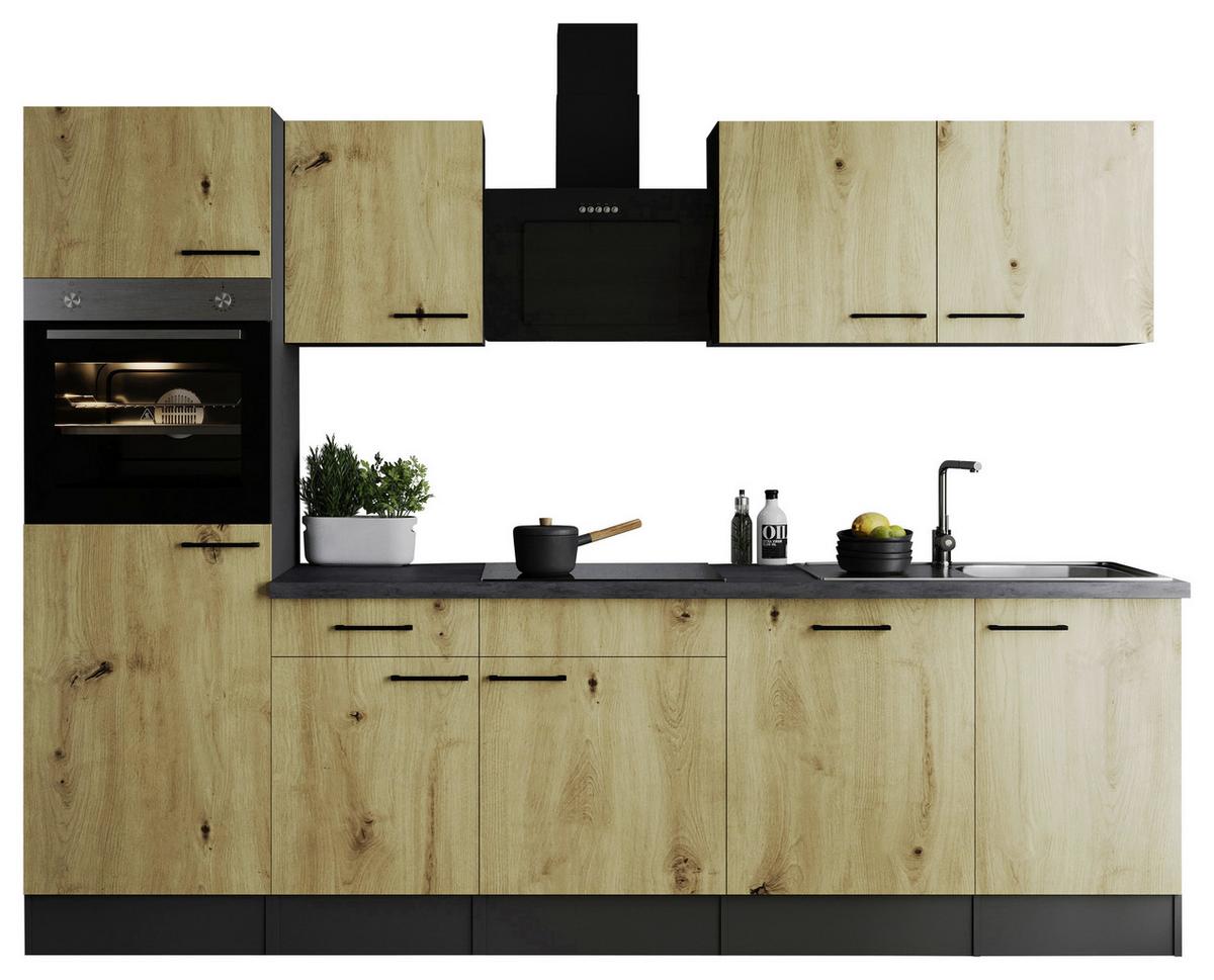 Kuhinjski Blok Z Aparati Oliver, 280cm - črna/siva, Design, kovina/leseni material (280cm) - Respekta