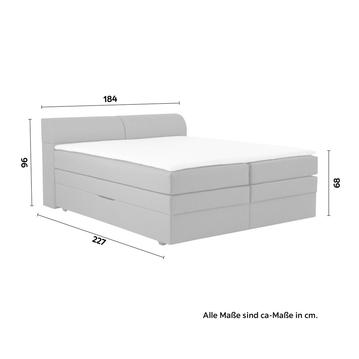 Boxspringbett Flexi 2 in Grau ca. 180x200cm - Schwarz/Grau, KONVENTIONELL, Kunststoff/Textil (180/200cm) - Based