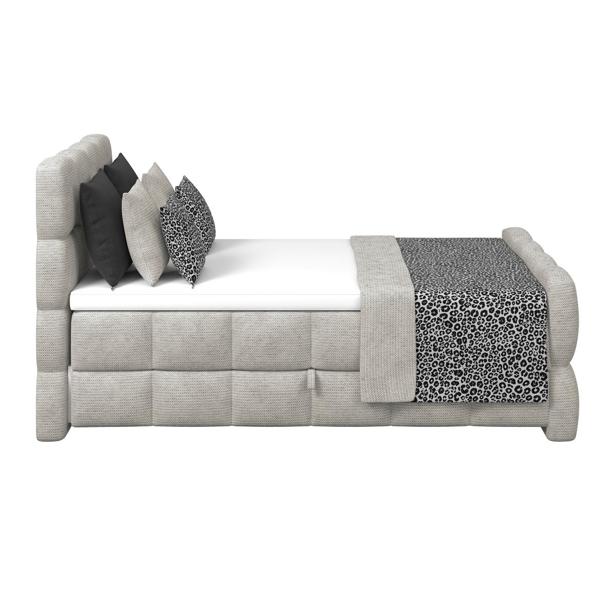Postelja Boxspring Brisbane, Ekru Barva, 140x200 - črna/ekru, Trend, kovina/umetna masa (140/200cm) - Premium Living