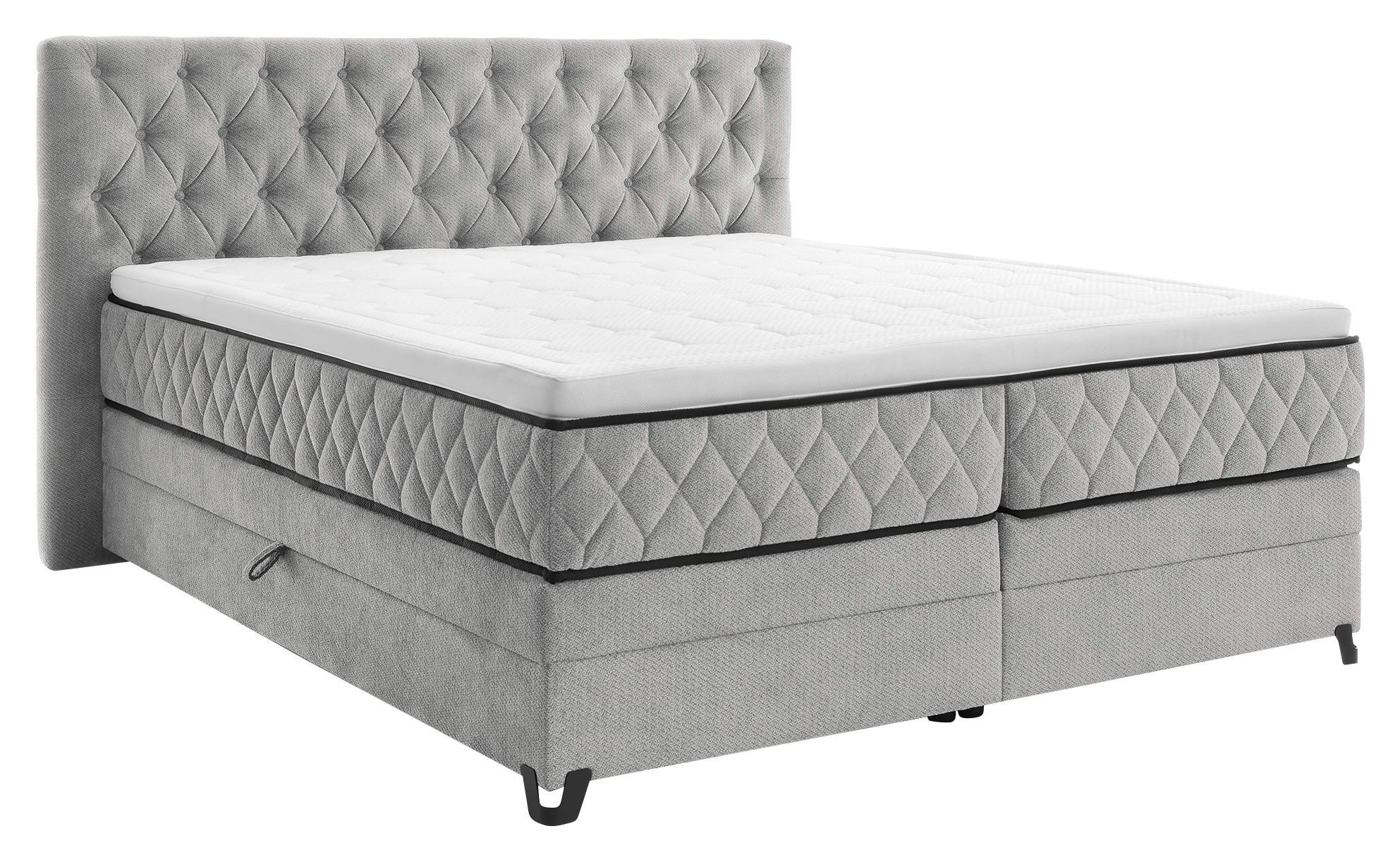 Boxspring Krevet Carmen - srebrne boje/tirkizna, Konvencionalno, drvni materijal/drvo (180/200cm) - Modern Living