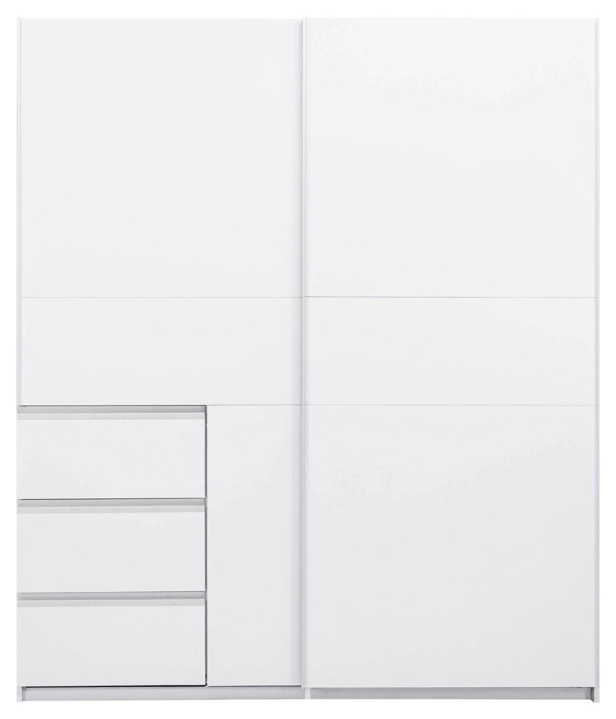 Omara Z Drsnimi Vrati Wilma, Bela - bela, Moderno, kovina/leseni material (175/210/61,5cm) - P & B