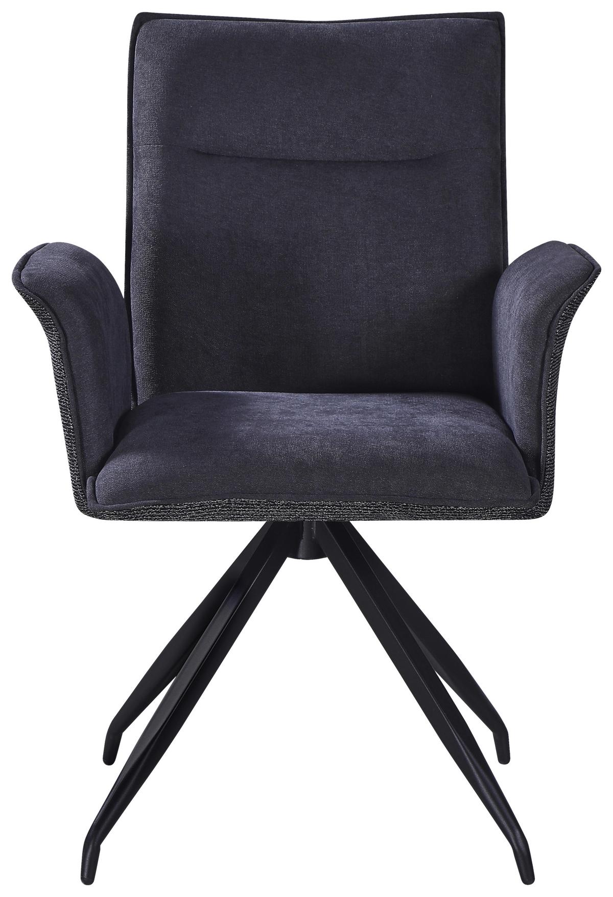 Armlehnstuhl Nova Grau - Schwarz/Grau, MODERN, Textil/Metall (63/88/63cm) - Premium Living