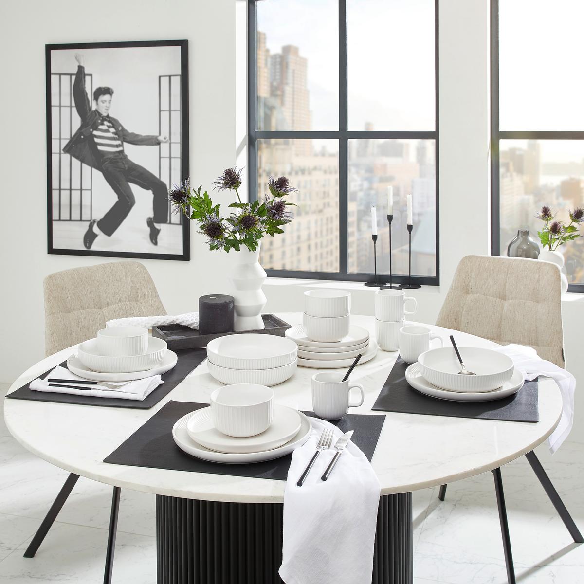 SERWIS OBIADOWO-ŚNIADANIOWY TIMELESS - biały, Trend, ceramika - Novel