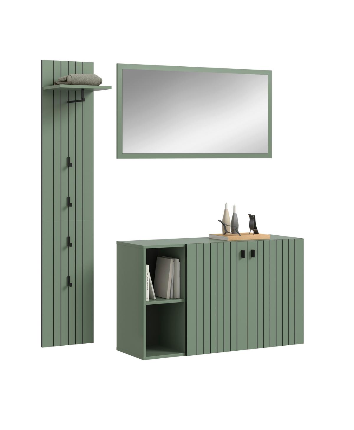 Predsoba Station, Sivozelena, 3-Delna - sivozelena, Design, leseni material (152/192/37cm) - MID.YOU