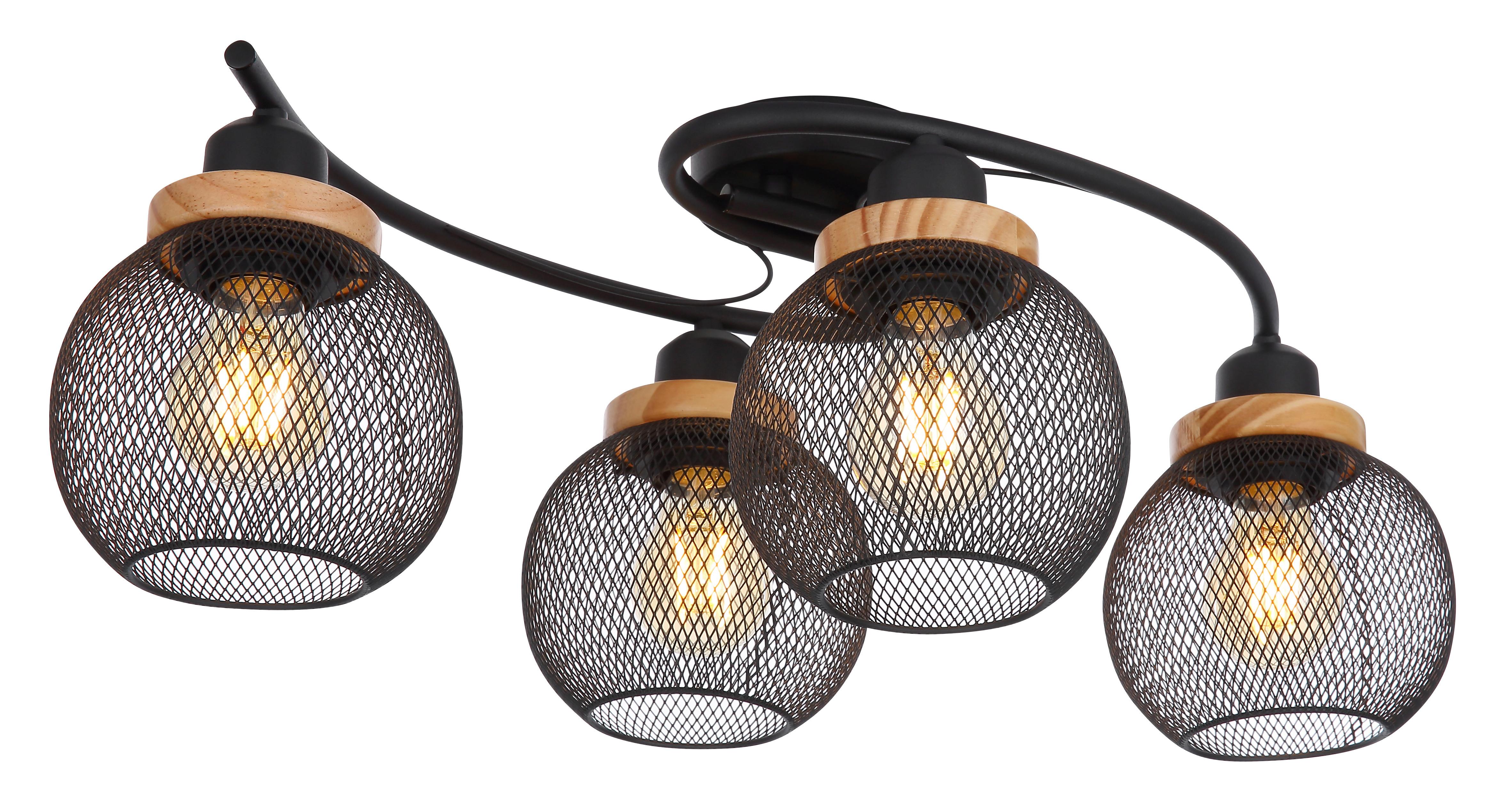 Deckenleuchte Pablo max. 40 Watt - Schwarz/Braun, MODERN, Holz/Metall (60/35/22cm)