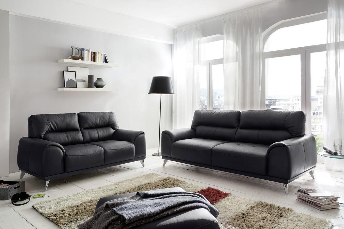 Hocker "Frisco" , schwarz - Chromfarben/Schwarz, MODERN, Textil/Metall (65/46/65cm) - MID.YOU