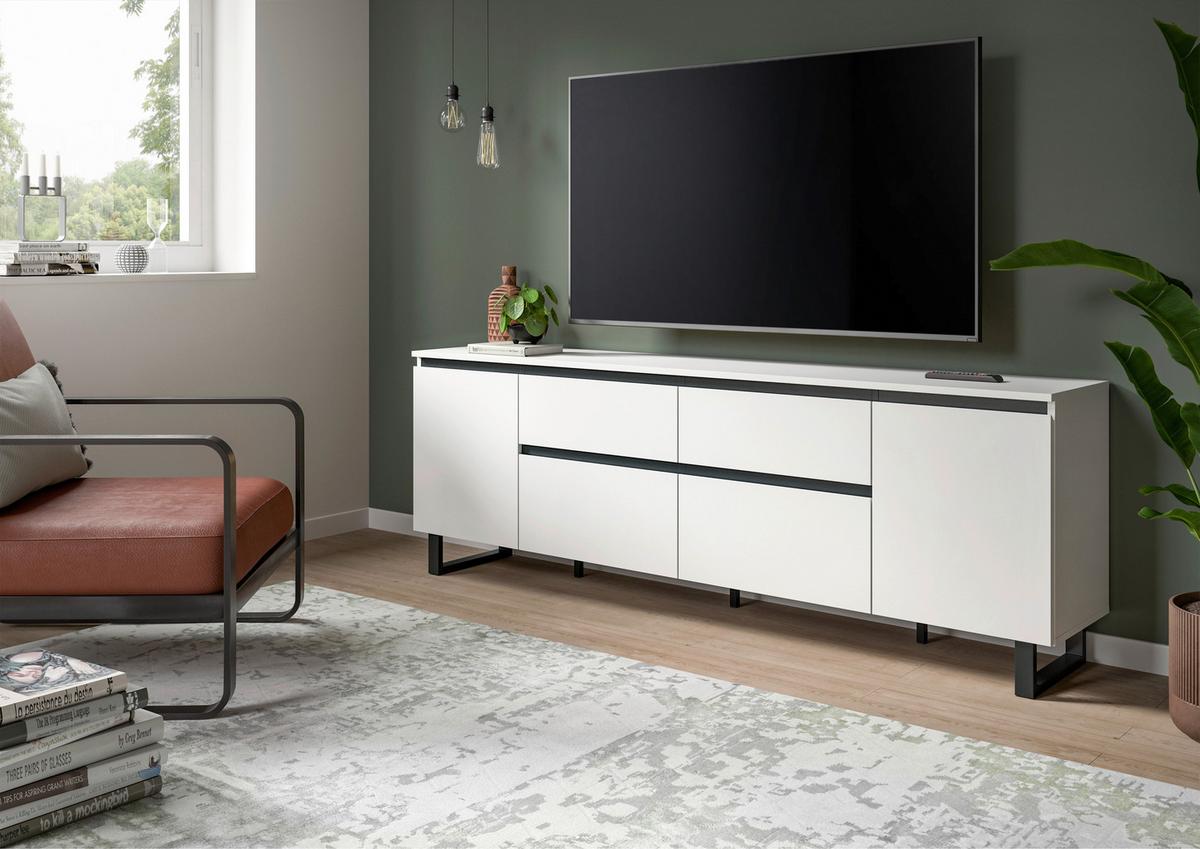 Nizka Omarica Tomasa, Bela, Črna - črna/bela, Design, kovina/leseni material (188/65/36cm) - Livetastic