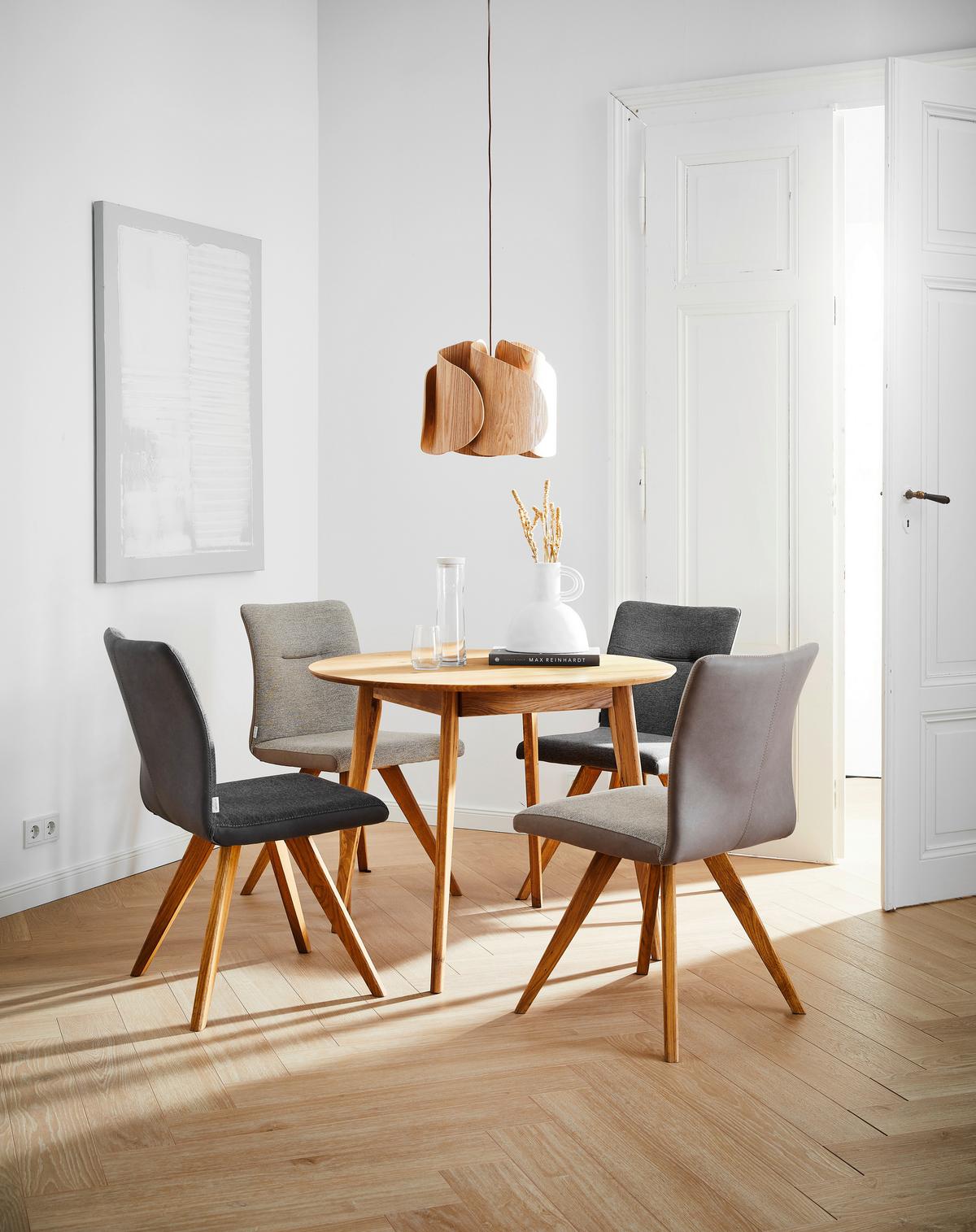 KRZESŁO ROM - kolor dębowy/czarny, Konventionell, drewno/tkanina (51,5/87,5/63cm) - Linea Natura