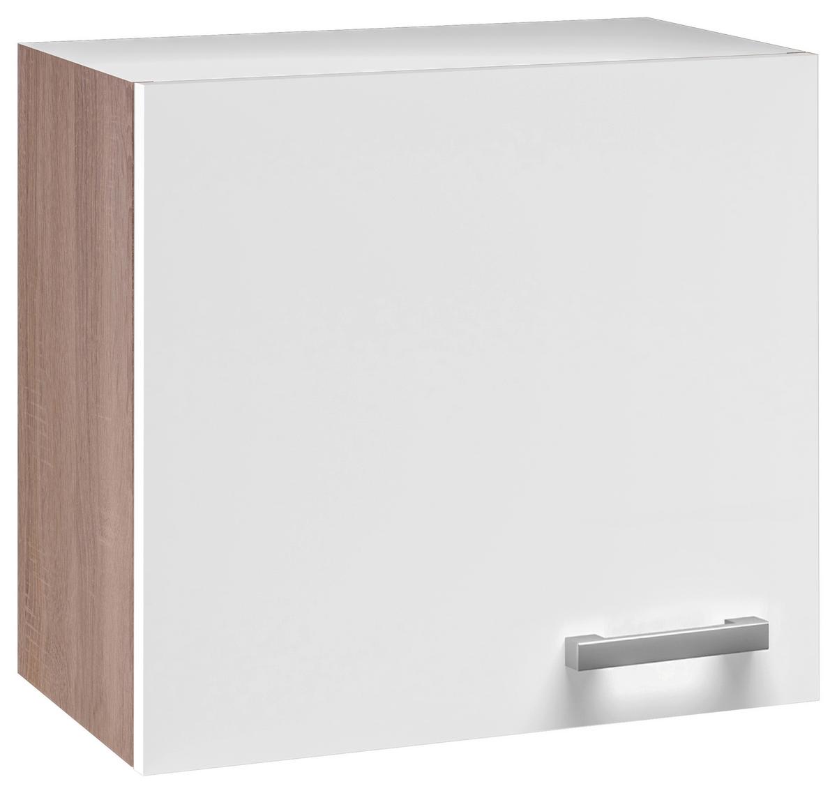 Küchenoberschrank Lexa Weiss/Eiche - Alufarben/Weiß, MODERN, Holzwerkstoff/Kunststoff (60/55/32cm) - Based