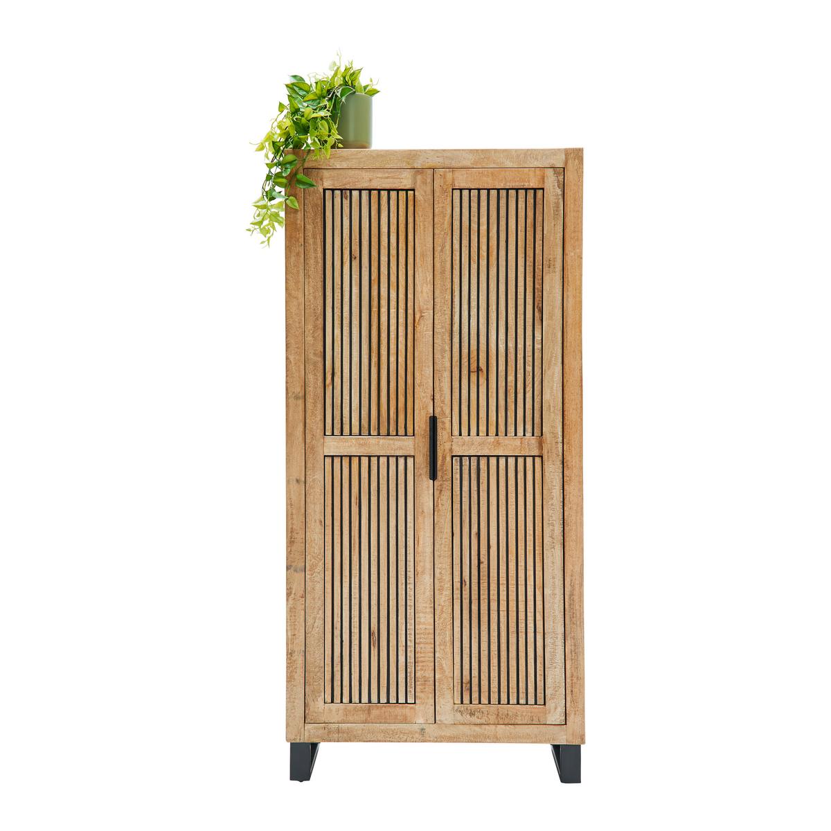 Garderobenschrank Everest Naturfarben/Schwarz - Schwarz/Naturfarben, Natur, Holz/Metall (88/187/40cm) - Mömax