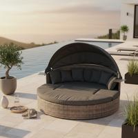 Gartenmuschel Riva in Naturfarben - Naturfarben/Grau, MODERN, Kunststoff/Metall (180/145/183cm) - Gardenson