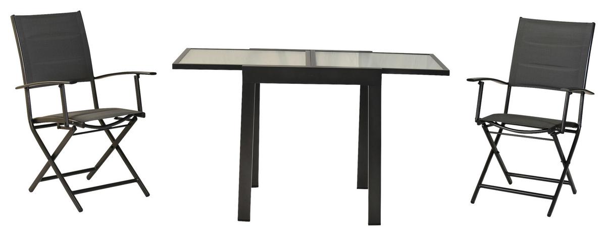 GARTENSET FLORENZ - Graphitfarben/Grau, MODERN, Textil/Metall - Gardenson