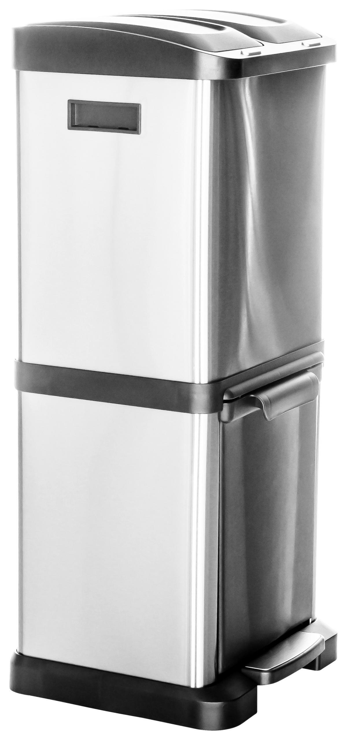 Koš Za Smeti Clean Vii, 32 L, Srebrna - srebrne barve/črna, Basics, kovina/umetna masa (32/78/32cm) - MID.YOU