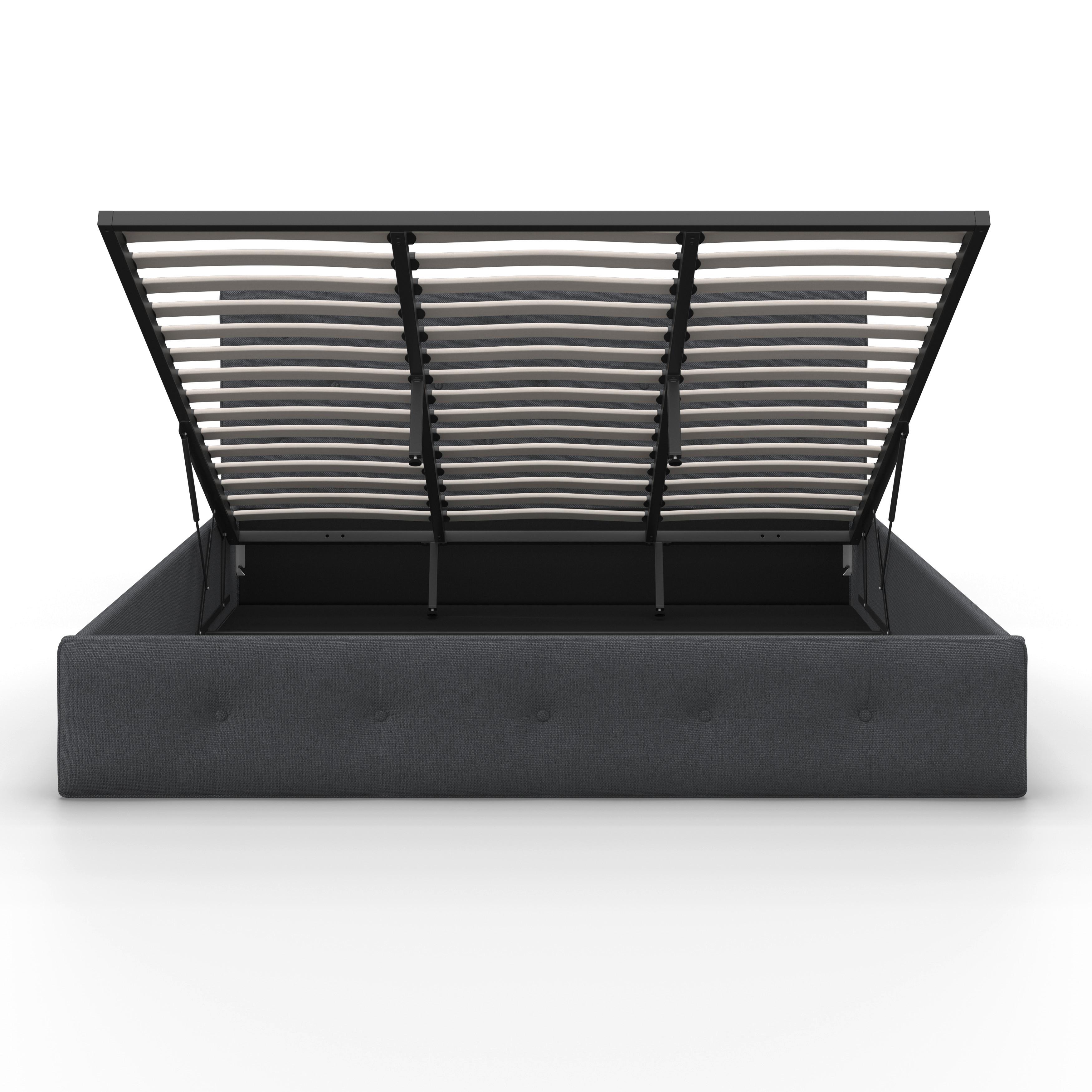 STOPPAD SÄNG JULIE - mörkgrå/svart, Modern, metall/trämaterial (180/200cm) - Bessagi Home