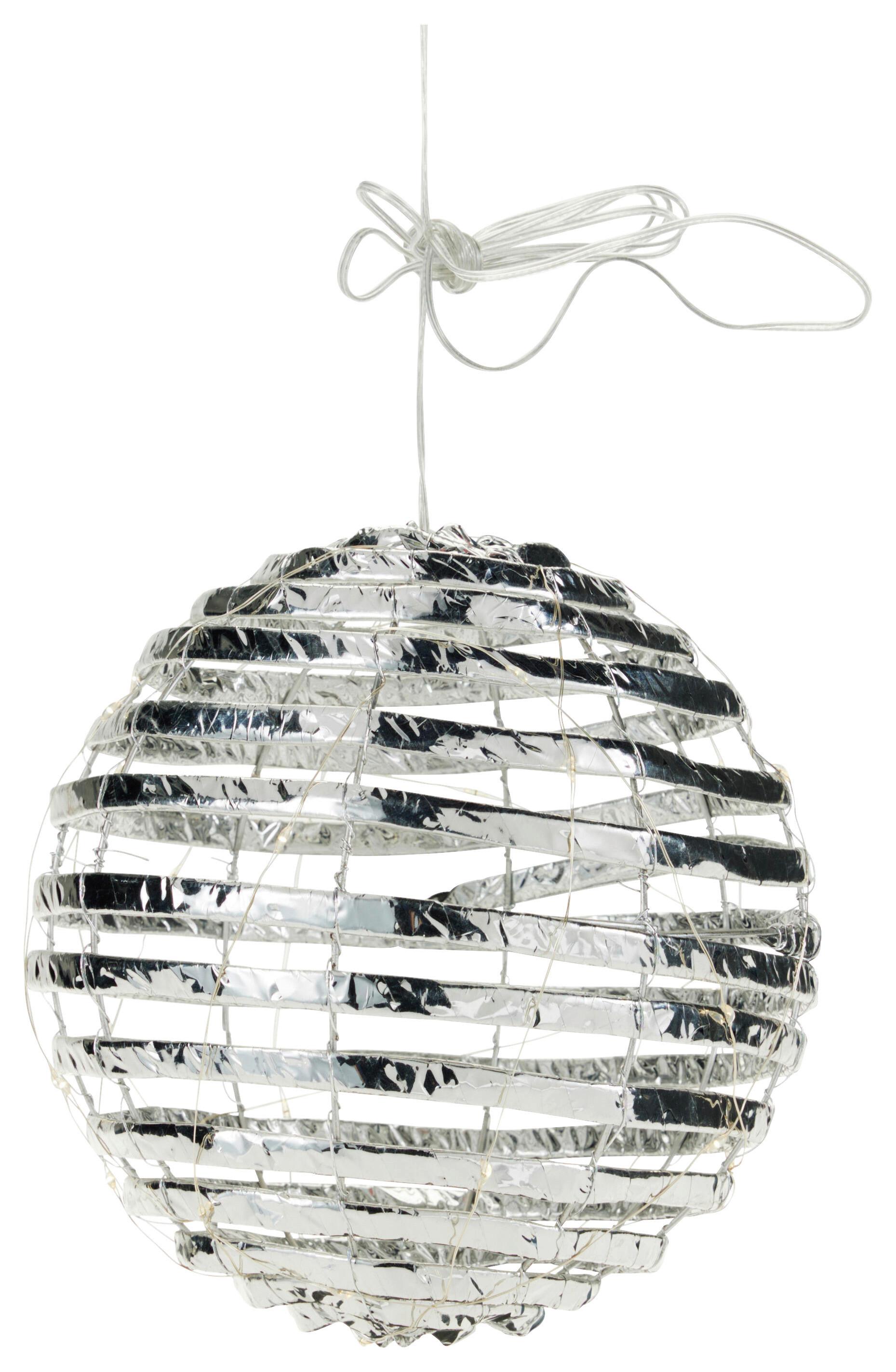 Dekokugel Juno Silberfarben inkl. LED - Silberfarben, Basics, Kunststoff/Metall (20cm)