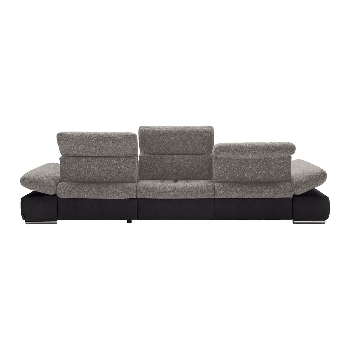 Wohnlandschaft Sanfino Silberfarben/Dunkelgrau - Chromfarben/Dunkelgrau, KONVENTIONELL, Holz/Textil (305/79-96/199cm) - Premium Living