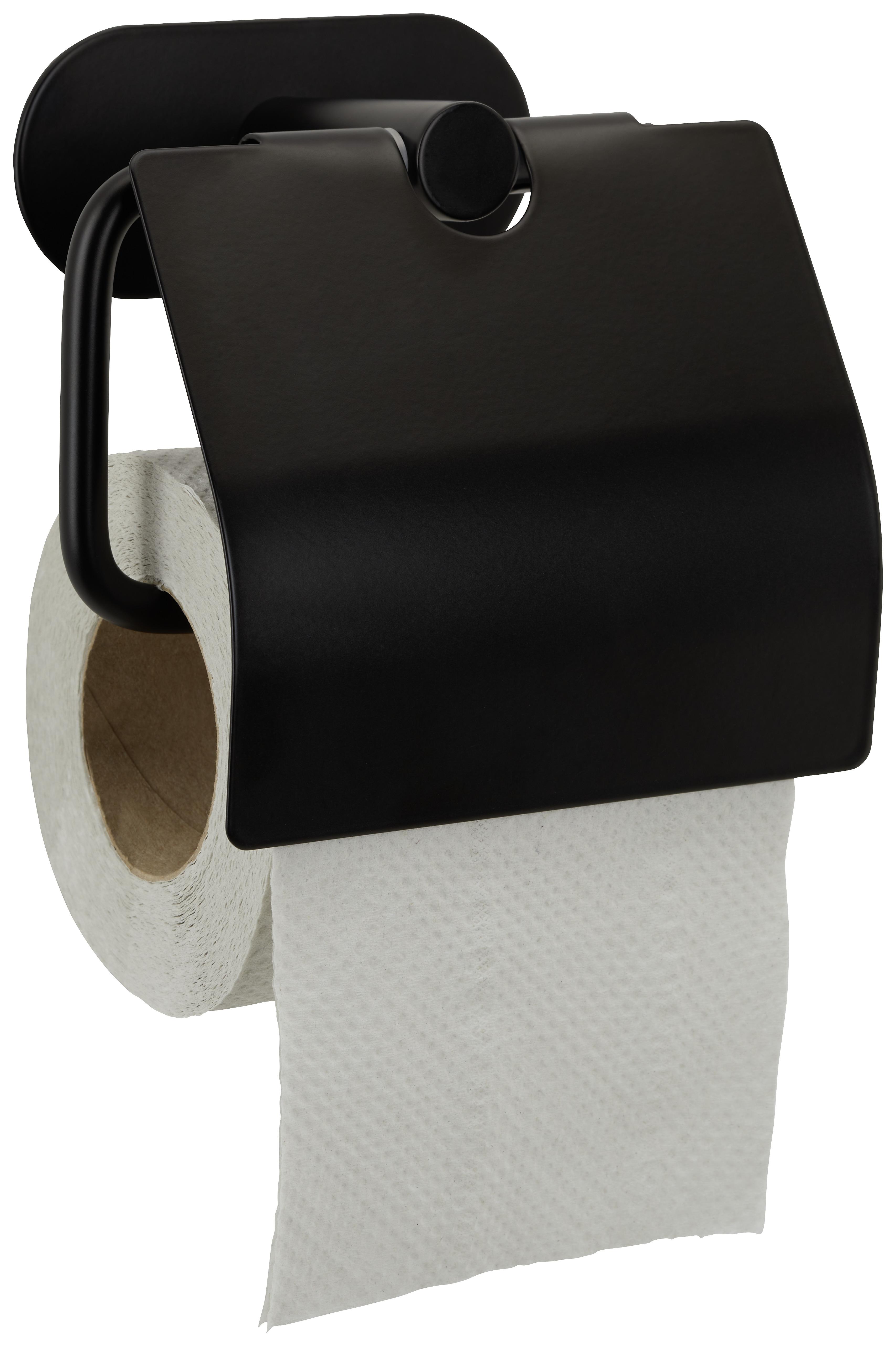 Toilettenpapierhalter aus Metall in Schwarz - Schwarz, Modern, Metall (14/12,5/7cm) - Modern Living