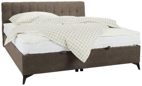 Boxbett in Hellbraun ca. 180x200cm - Hellbraun/Schwarz, KONVENTIONELL, Holzwerkstoff/Kunststoff (180/200cm) - Mömax