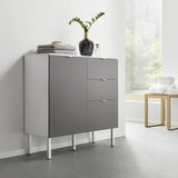 UNTERSCHRANK Grau/Weiß 'Bianco' - Weiß/Grau, MODERN, Holz/Metall (90/86,50/35cm) - Bessagi Home