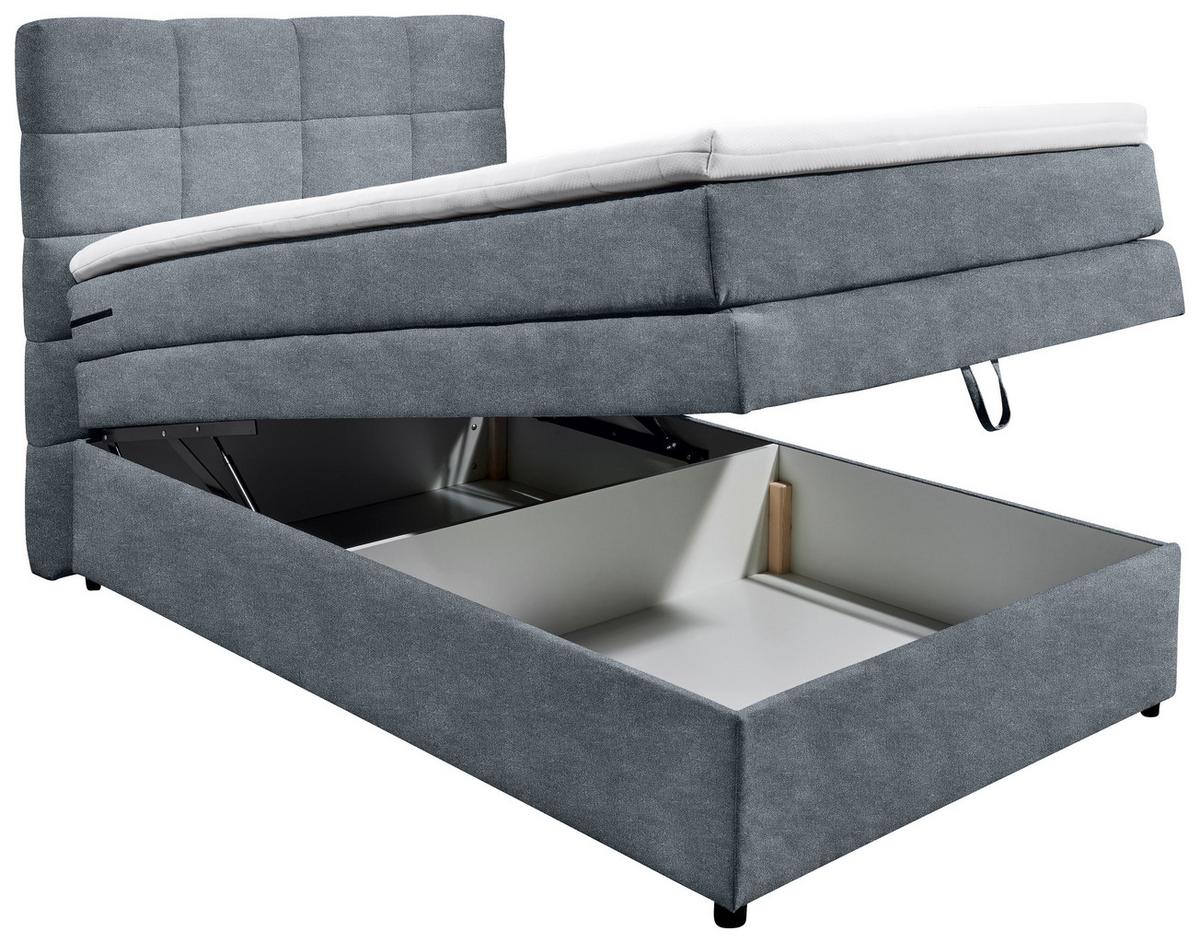 Boxspringbett Tacoma 3 inkl. Topper ca. 120x200cm Anthrazit - Anthrazit, KONVENTIONELL, Kunststoff (120/200cm) - MID.YOU