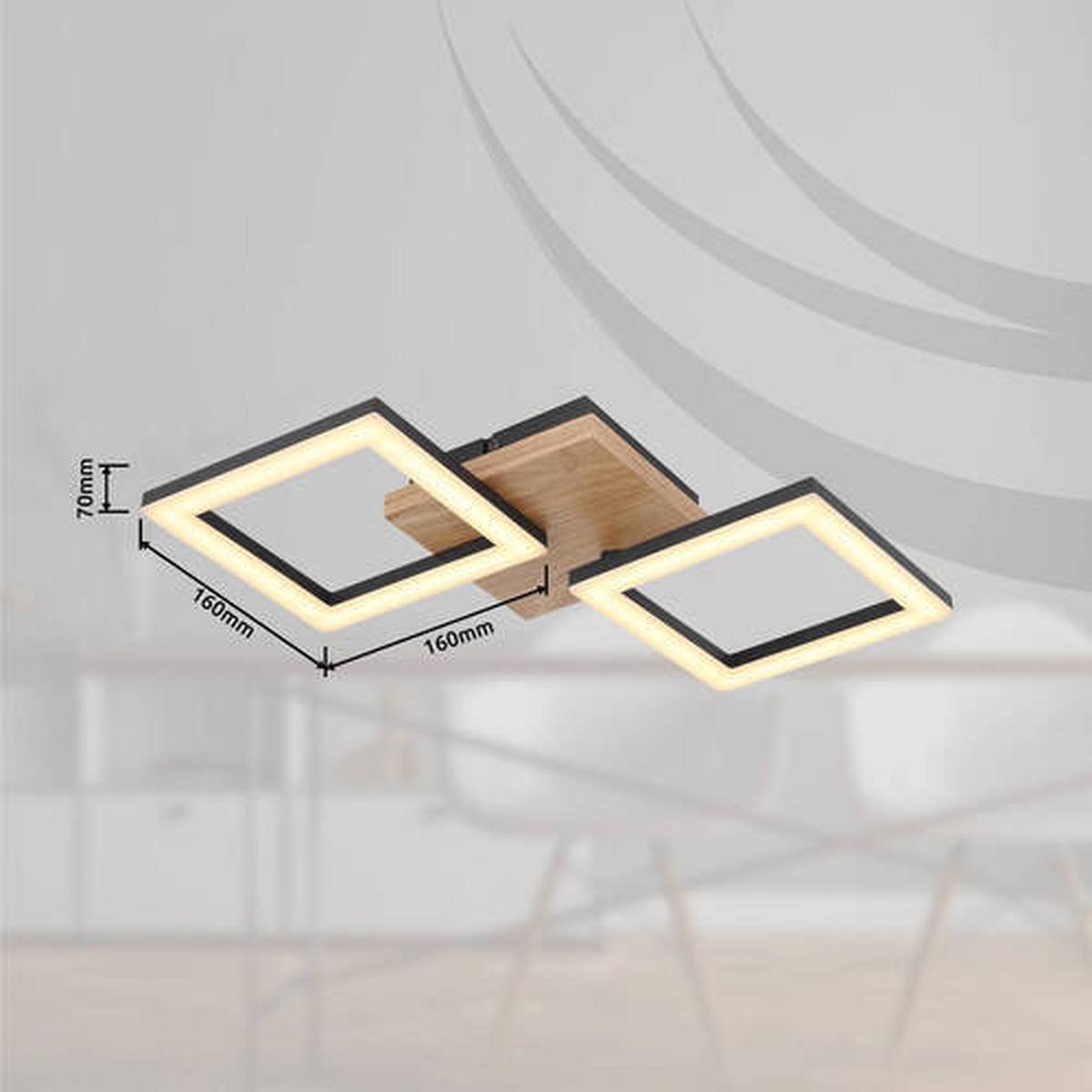 LED-Deckenleuchte Kerry max. 18 Watt - Dunkelbraun/Opal, Design, Holz/Kunststoff (46/22,5/7cm) - Globo