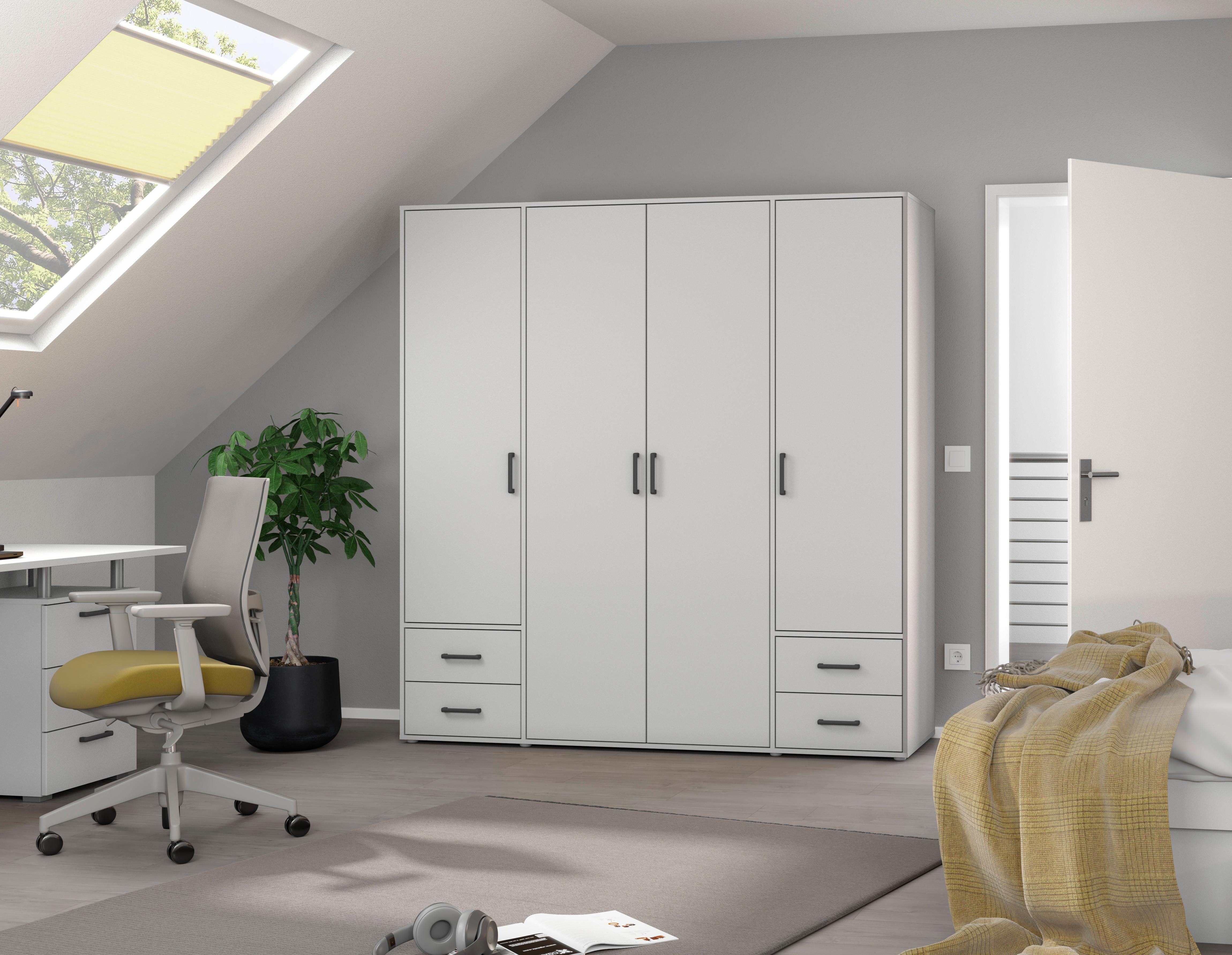 Ormar S Klasičnim Vratima Voyager - bijela/siva, Moderno, drvni materijal/plastika (187/194/53cm) - Modern Living
