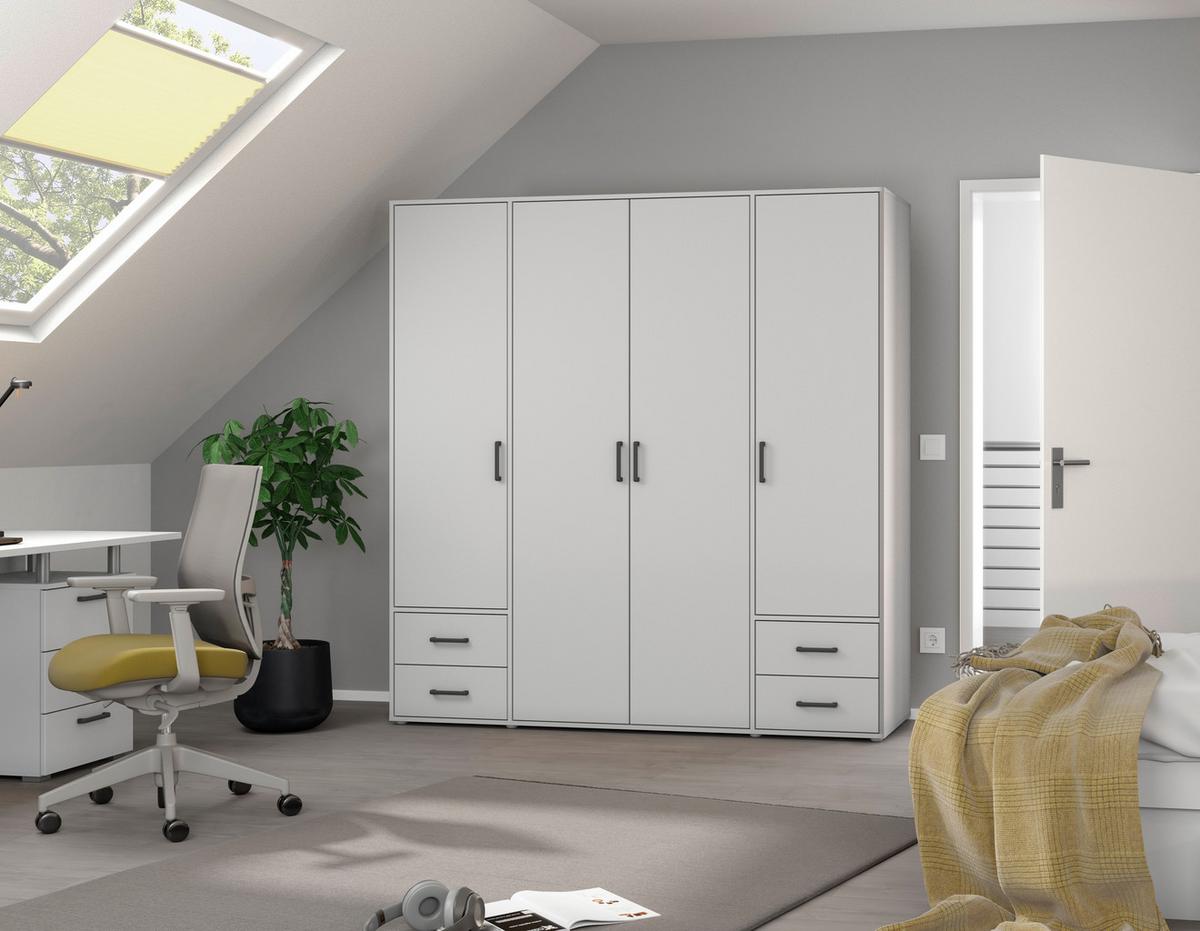 Ormar S Klasičnim Vratima Voyager - bijela/siva, Moderno, drvni materijal/plastika (187/194/53cm) - Modern Living