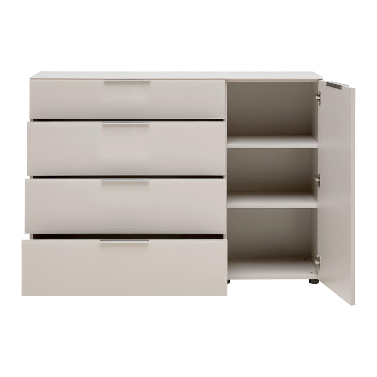 Kommode Siena Kaschmirfarben - Chromfarben/Kaschmir, MODERN, Glas/Holzwerkstoff (135/99/40cm) - Mömax