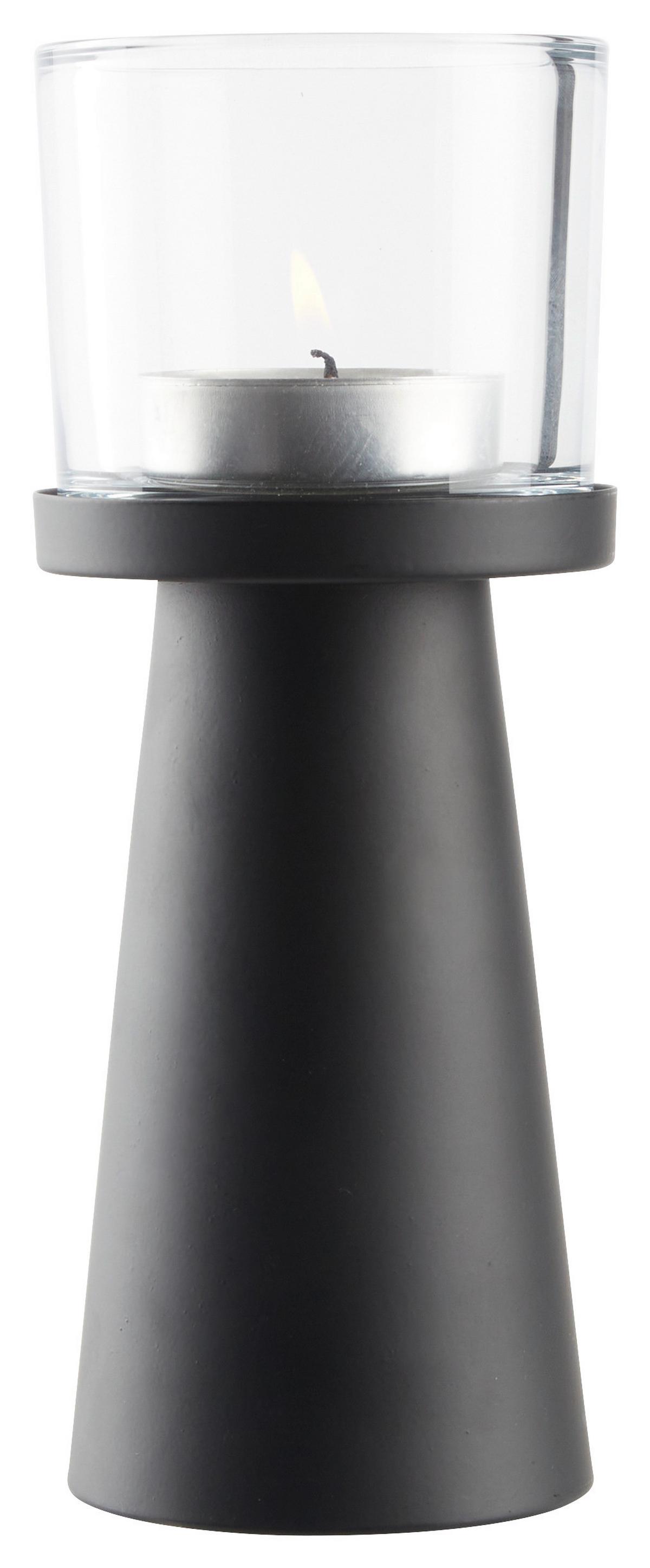Mécsestartó Pius Ii - fekete, Basics, Üveg/fém (9/23cm) - Modern Living