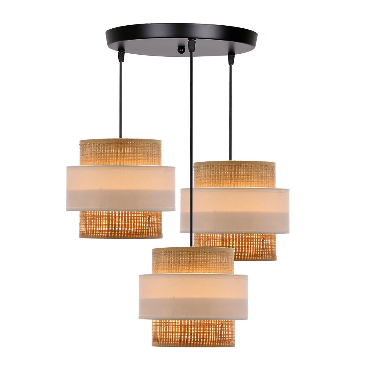 Viseća Svjetiljka Rattan - bijela/crna, Natur, metal/plastika (100cm)
