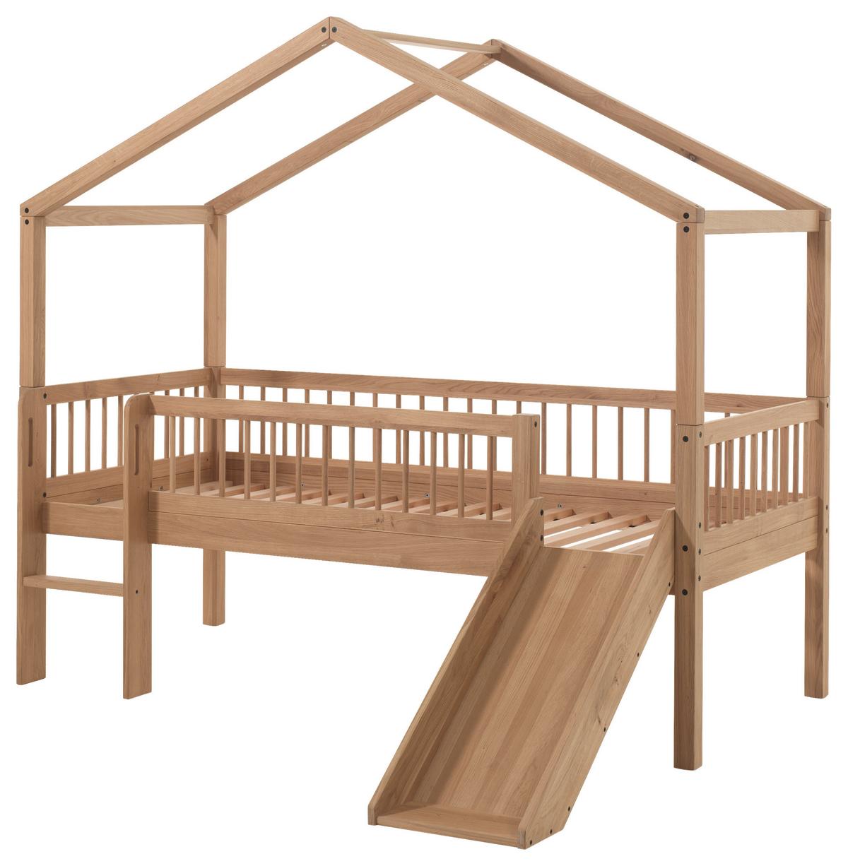 Hausbett Forrest Eichefarben ca.90x200cm Echtholz Rutsche - Eichefarben/Naturfarben, MODERN, Holz (90/200cm) - Vipack