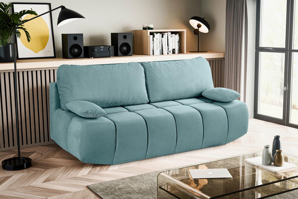 Schlafsofa Lauder Mintblau - Schwarz/Minttürkis, Basics, Holz/Kunststoff (207/93/105cm) - MID.YOU