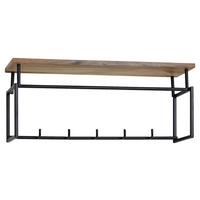 Wandgarderobe Wohnling ca.71x29x20cm Schwarz,Echtholz - Schwarz, MODERN, Holz/Metall (71/29/20cm) - MID.YOU