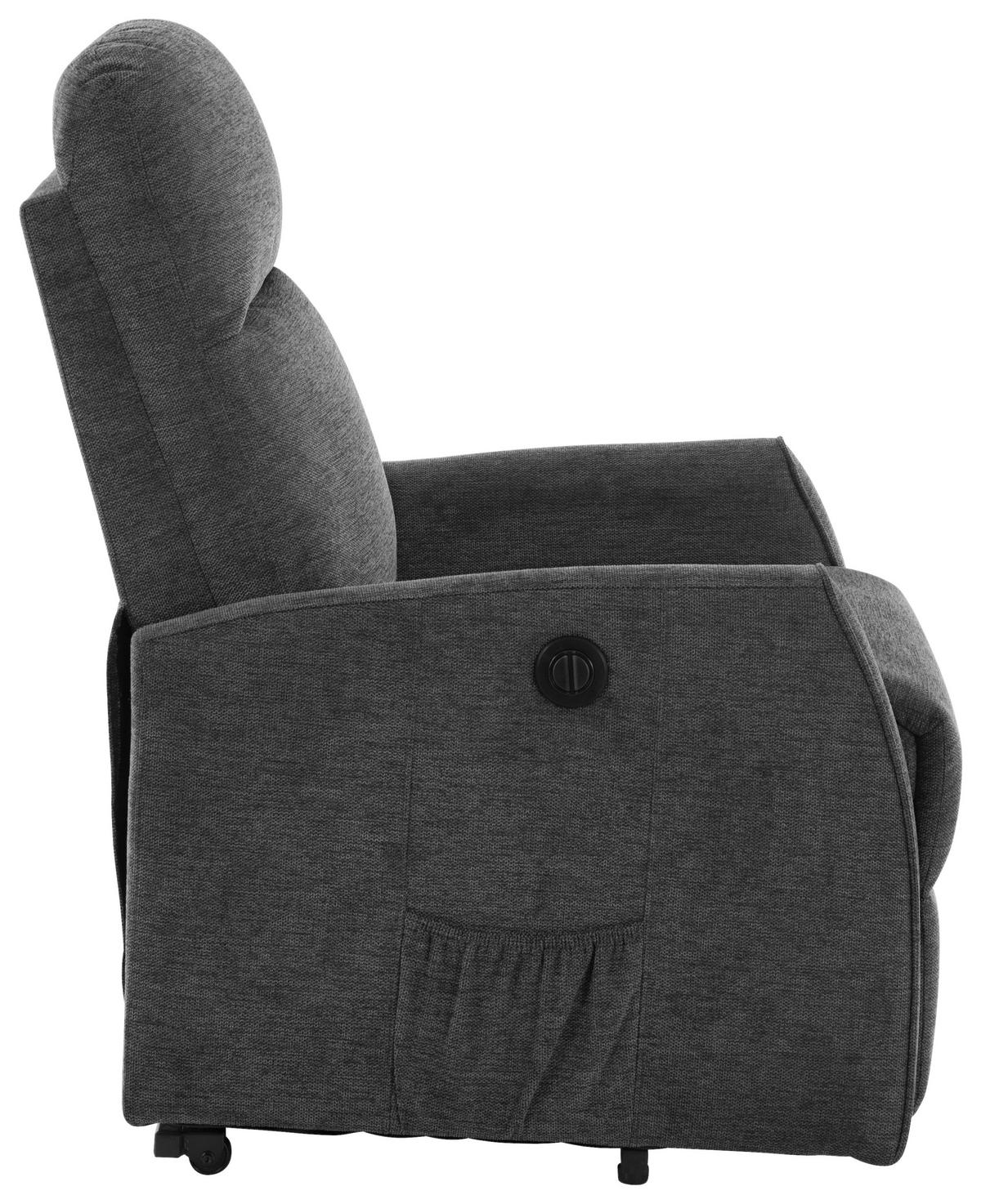 Tv Fotelj Athen, Temno Siva, Pomoč Pri Vstajanju - temno siva, Moderno, kovina/tekstil (67.5/107/88.5cm)