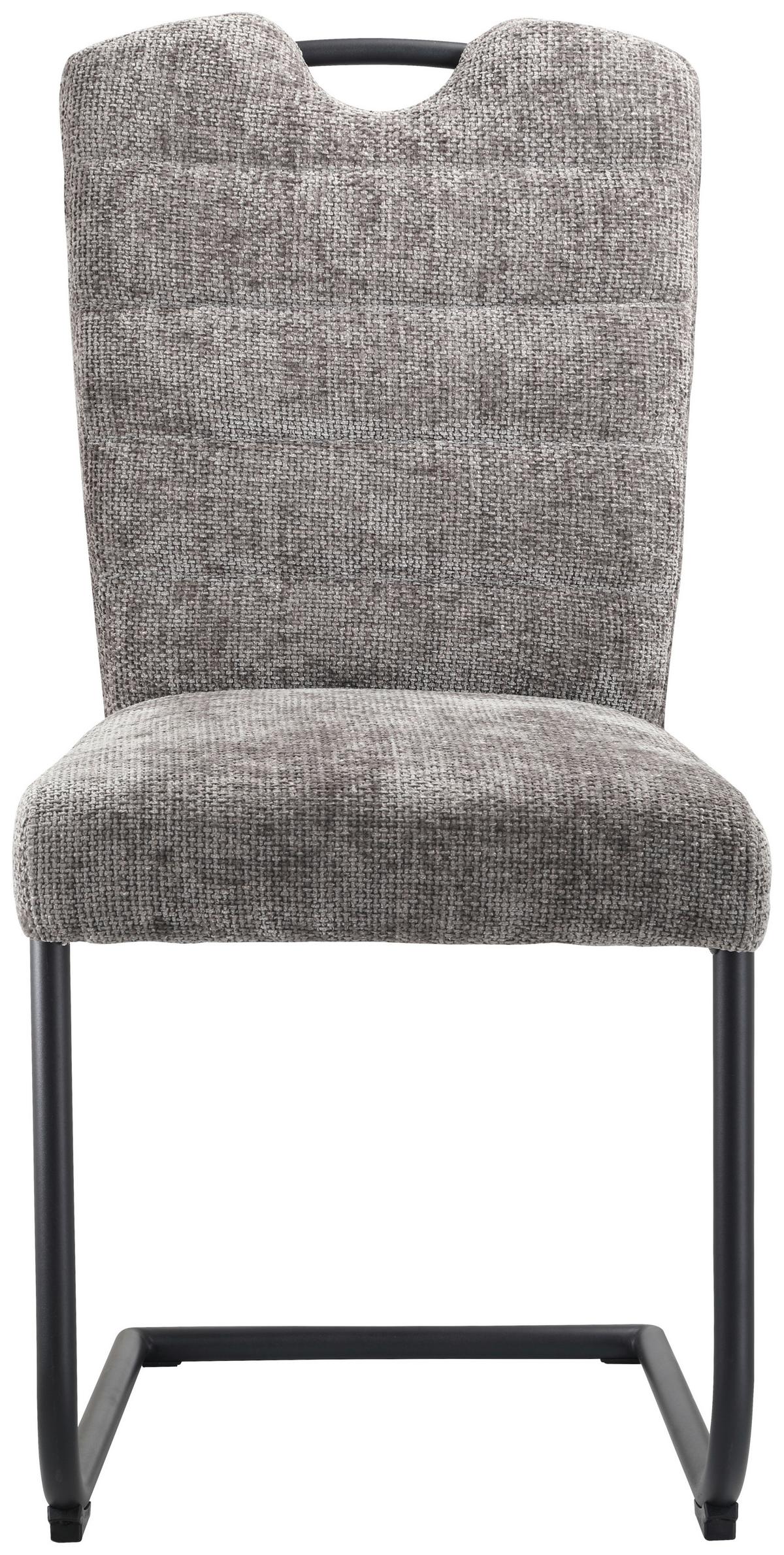 KRZESŁO NA PŁOZIE HUGO - czarny/szary, Design, metal/tkanina (46/97/59cm) - Novel