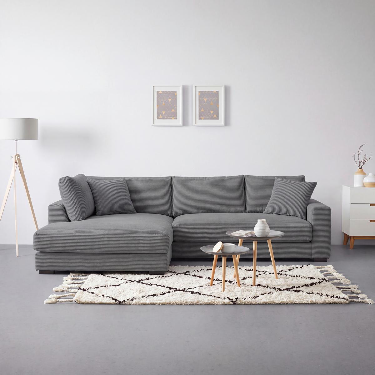 Ecksofa Pedro Grau - Schwarz/Grau, MODERN, Kunststoff/Textil (190/300cm) - Mömax