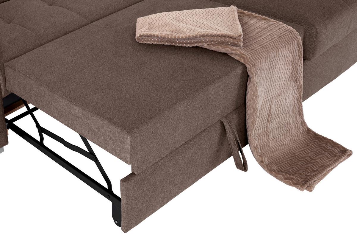 Kutna Garnitura Perry - srebrne boje/smeđa, Design, tekstil/drvo (292/183cm) - Modern Living