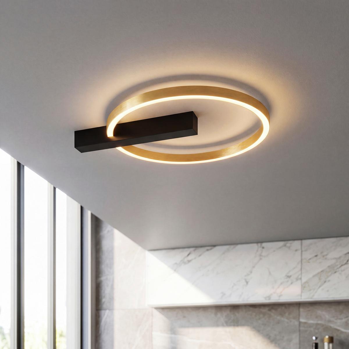 LAMPA SUFITOWA LED 90680209 MIDNIGHT - czarny/kolor złoty, Design, metal (40.0/4cm) - Escale