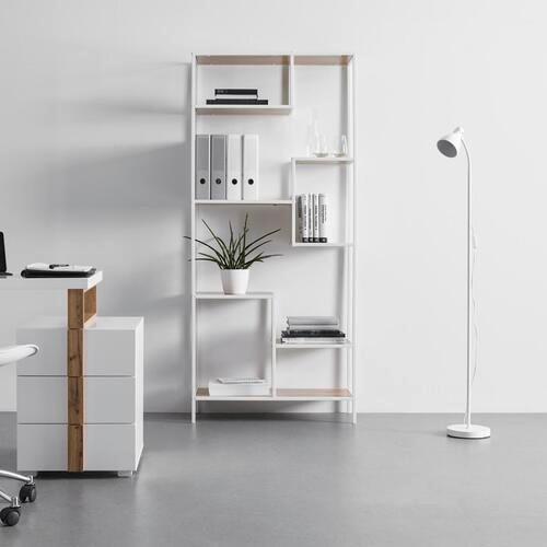 Regal Fiona Kieferfarben/ Weiß MDF - Weiß/Kieferfarben, MODERN, Holzwerkstoff/Metall (80/180/35cm) - Bessagi Home