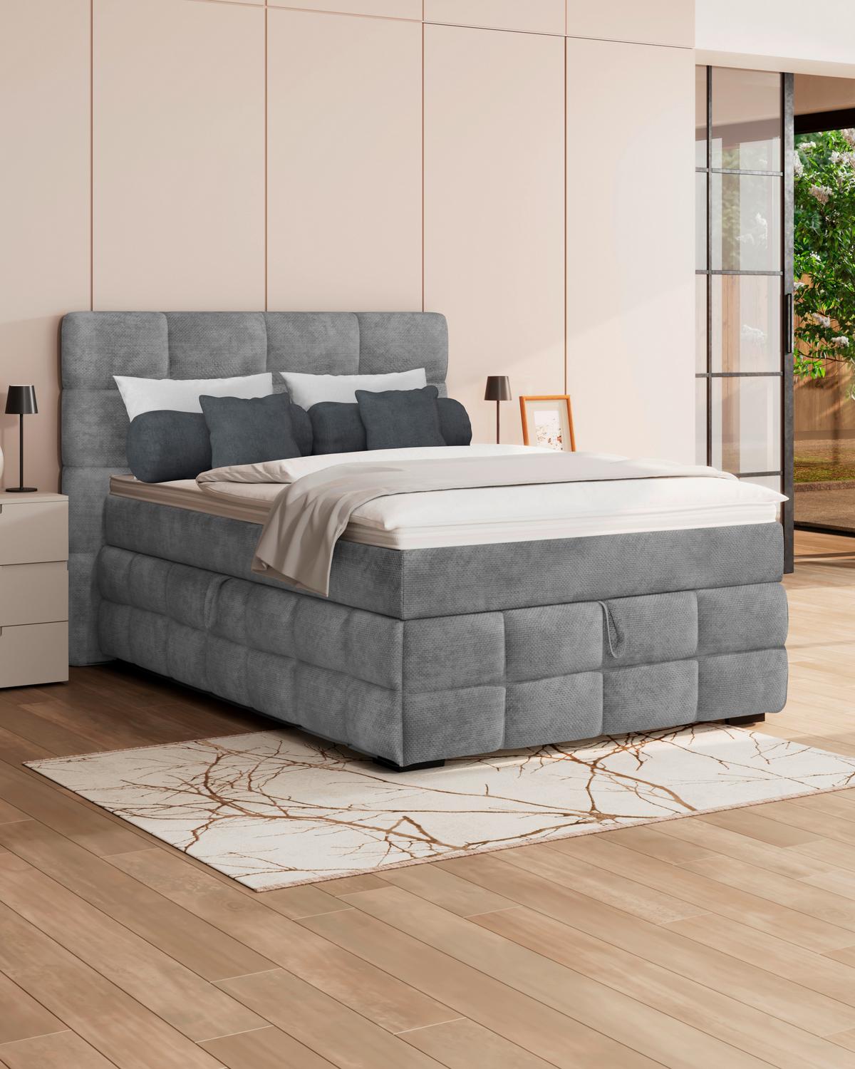 PAT BOX VEGA - verde/gri, Trend, lemn/textil (140/200cm) - Modern Living