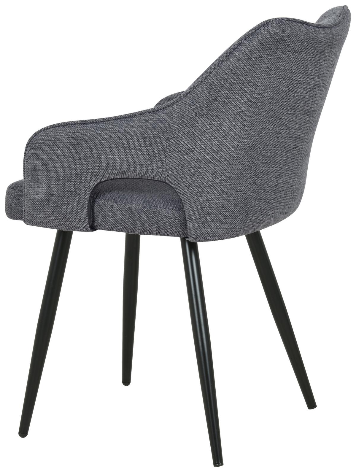 KRZESŁO Z PODŁOKIETNIKAMI OLBIA - czarny/szary, Modern, metal/drewno (60,5/81,5/55,5cm) - MID.YOU