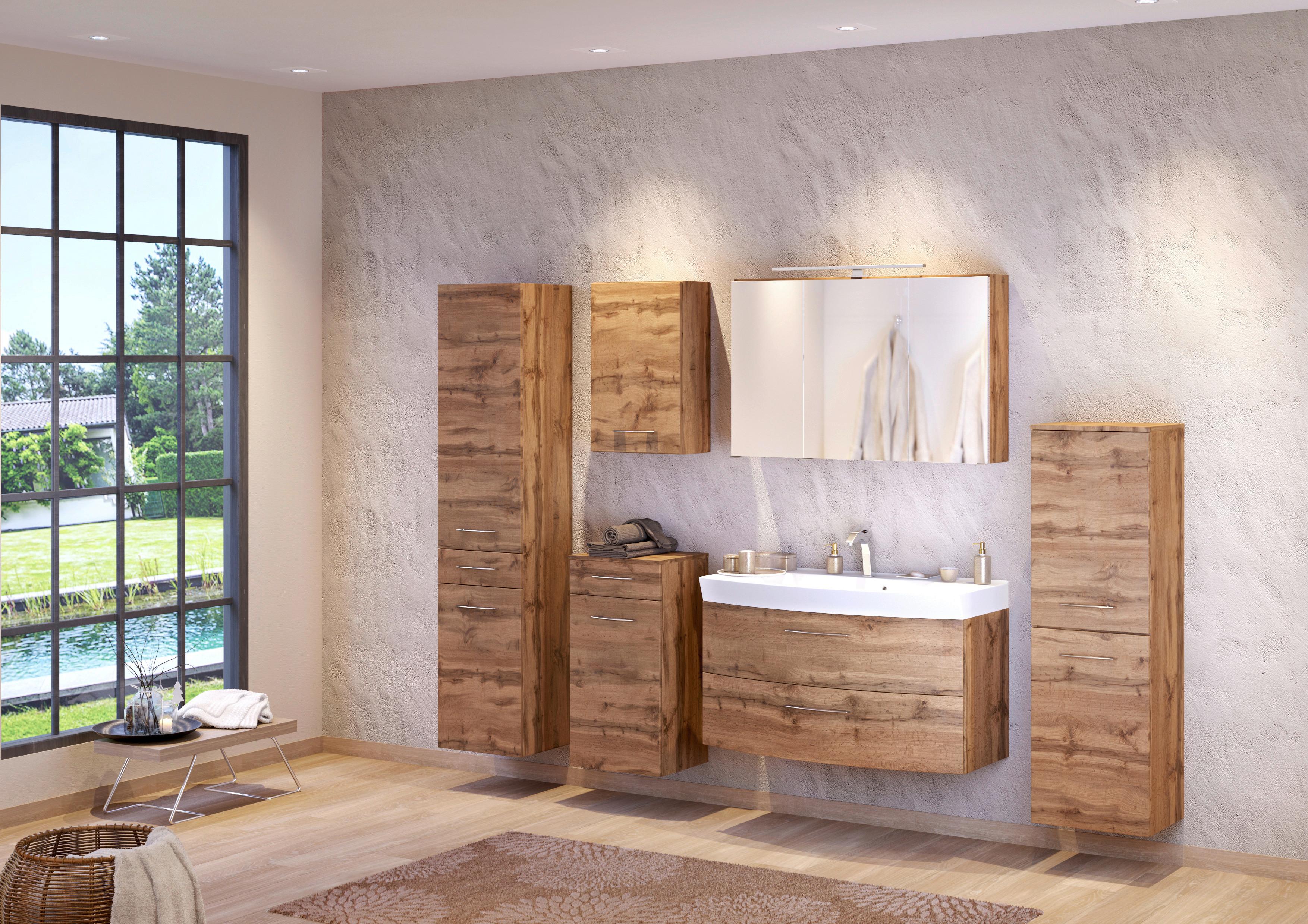 ARMOIRE HAUTE FLORIDA -EXKLUSIV- - couleur chromée/couleur chêne, MODERN (40/180/35cm) - Premium Living