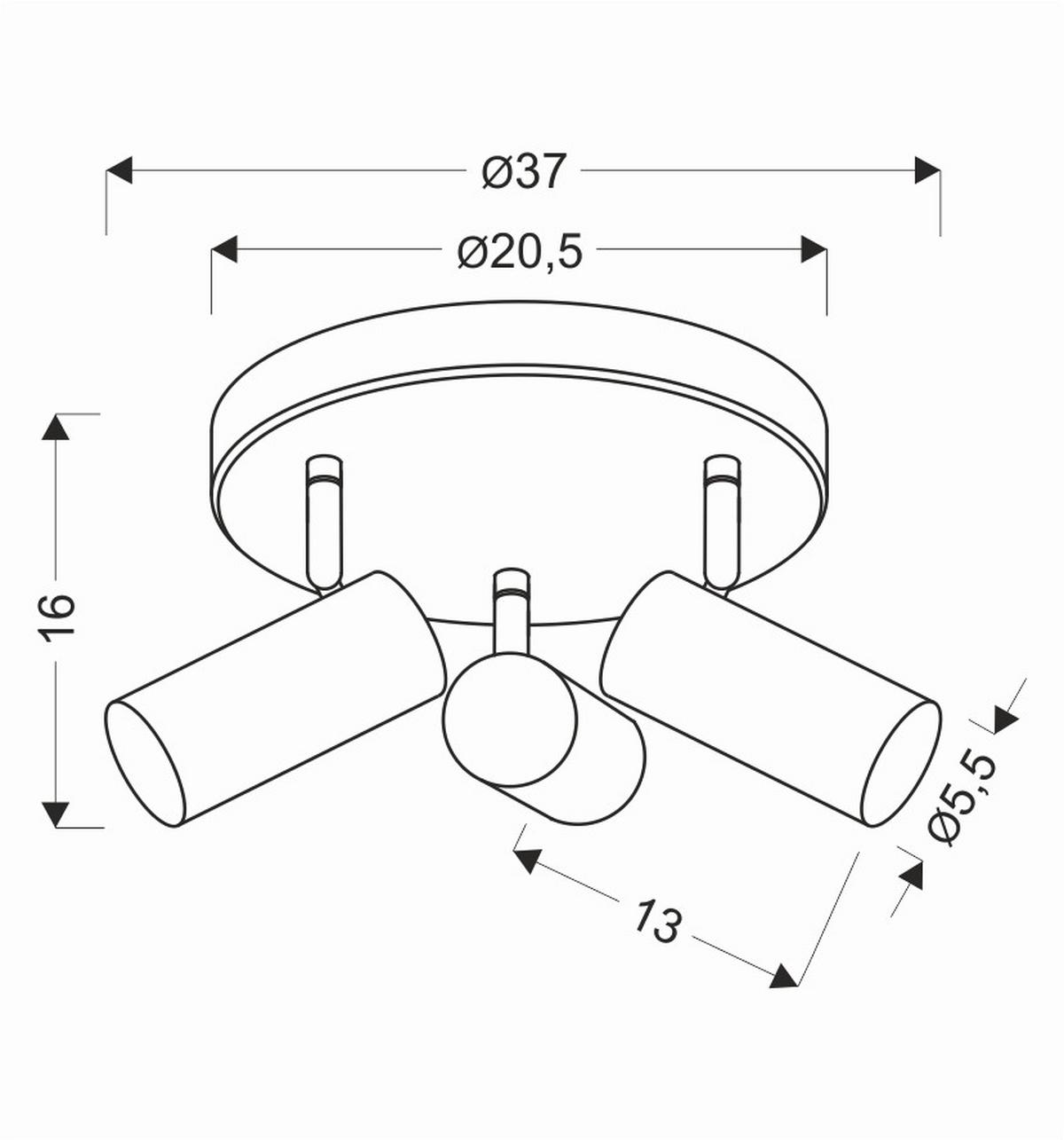 Deckenstrahler Messingfarben max. 15 Watt - Messingfarben, KONVENTIONELL, Metall (37/37/16cm)