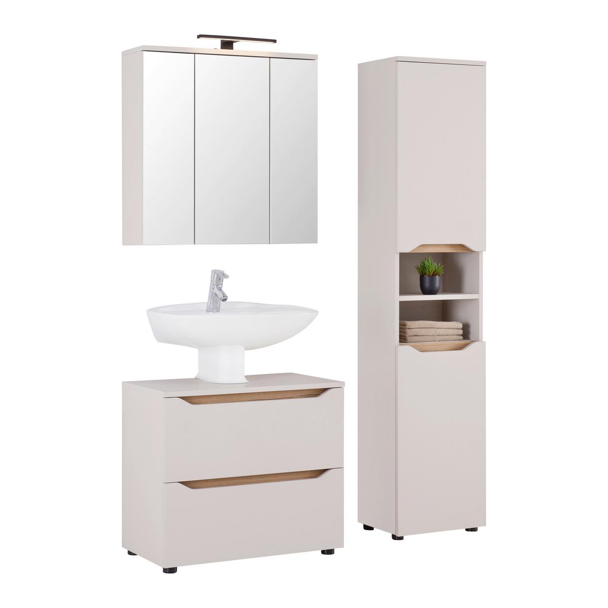 Spiegelschrank Mallorca Kaschmir-/Eichefarben - Eichefarben/Schwarz, MODERN, Glas/Holzwerkstoff (70/70/20cm) - Based