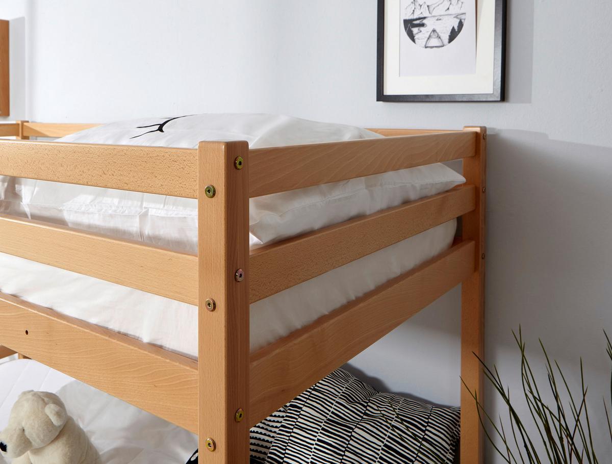 Etagenbett Rene Naturfarben ca. 90x200cm - Naturfarben/Weiß, MODERN, Holz/Textil (90/200cm) - MID.YOU
