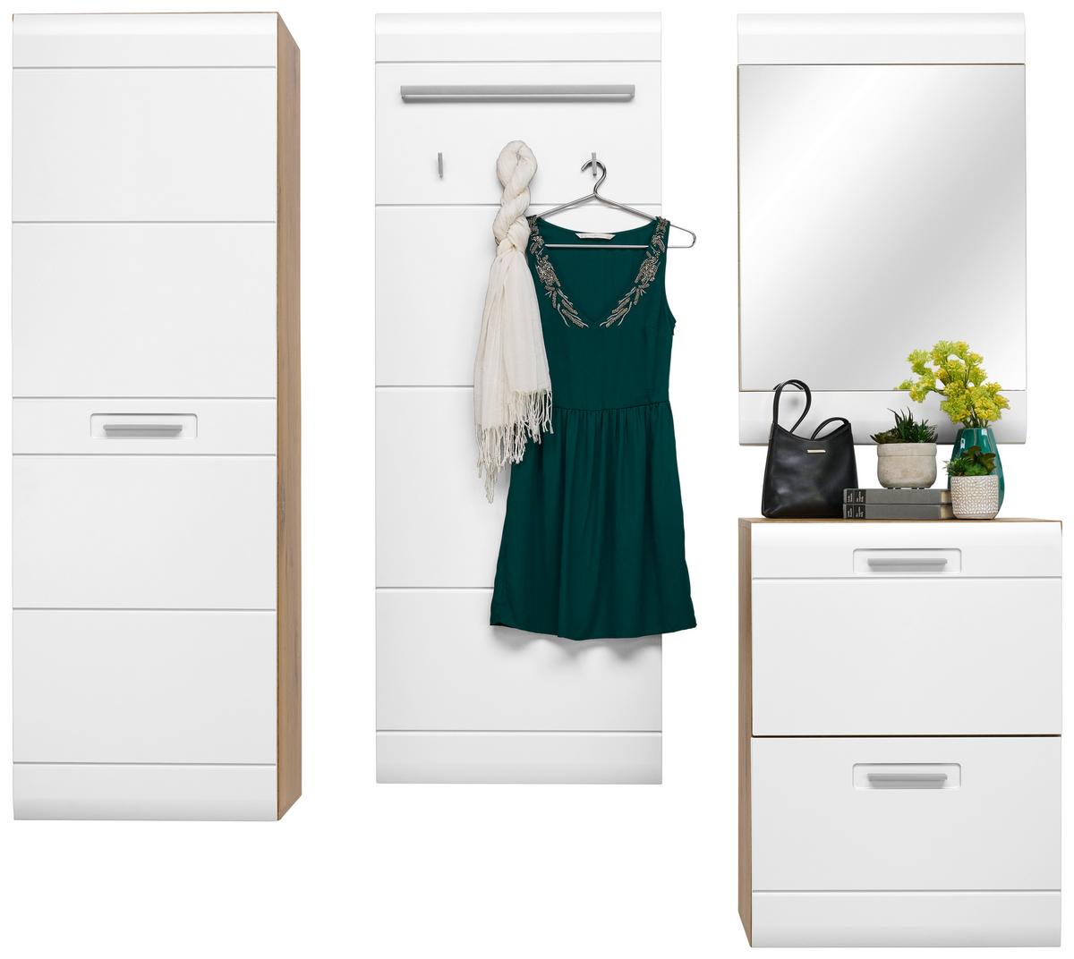 Dulap pentru hol Auris - alb/culoare lemn stejar, Modern (52/164/37,1cm) - Modern Living