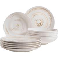 Tafelservice Derby aus Porzellan, 12-teilig - Beige/Weiß, Basics, Keramik (32/32/30cm) - Mäser